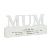 Personalised Free Text Heart Wooden Mum Ornament Plaque