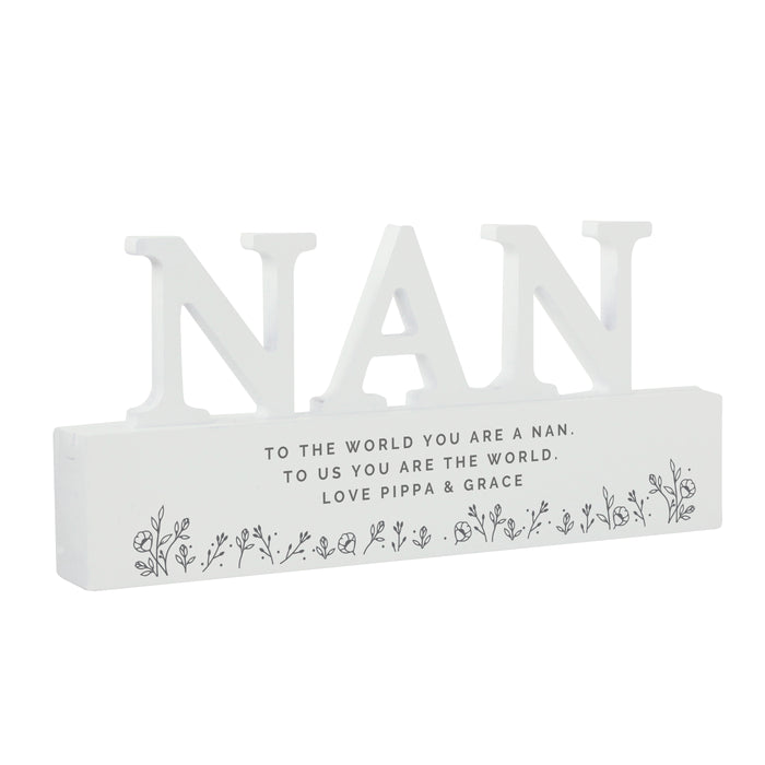 Personalised Floral Wooden Nan Ornament