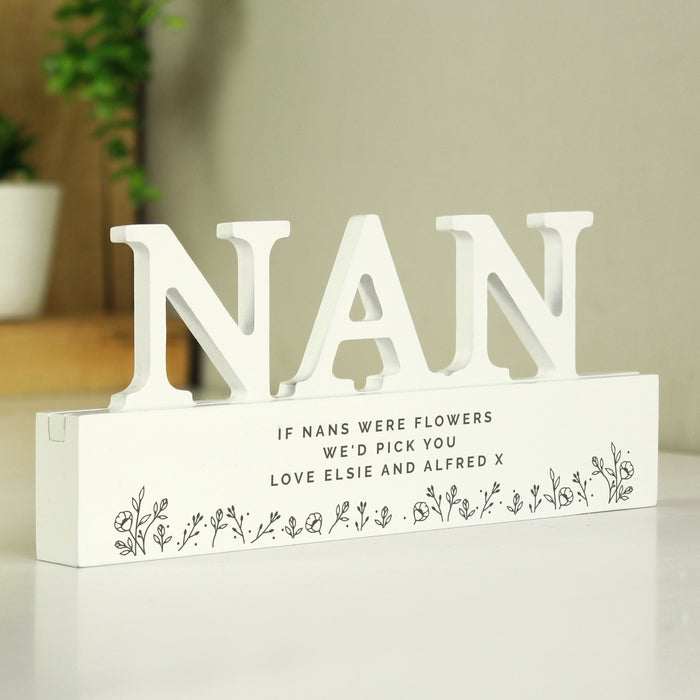 Personalised Floral Wooden Nan Ornament