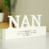 Personalised Free Text Heart Wooden Nan Ornament