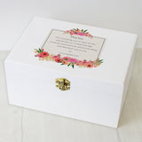 Personalised Floral Wishes White Wooden Keepsake Box