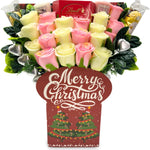 christmas chocolate bouquet - white & pink roses - sedol gifts (1)