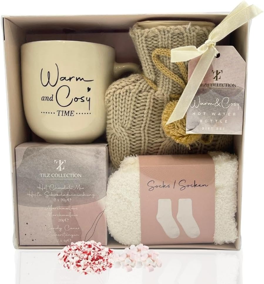 hot chocolate gift set with mug, socks & hot water bottle - sedol gifts (1)