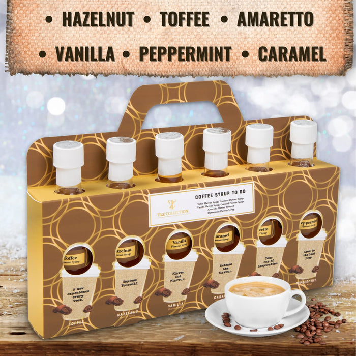 Coffee Gift Set Hamper - 9 Pack Ground Coffee, 6 Coffee Syrups, French Press Coffee Maker and Shortbread