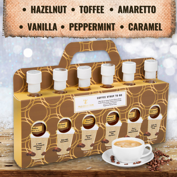 Coffee Gift Set - Flavoured Instant Coffee Mix and Coffee Syrups Set