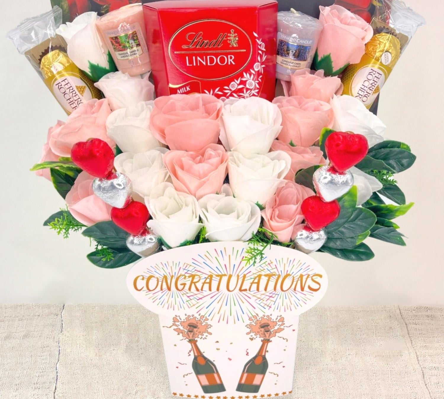 congrats chocolate bouquet - white & pink roses - sedol gifts (2)