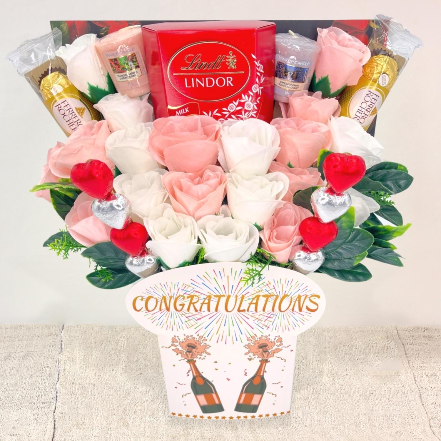 congrats chocolate bouquet - white & pink roses - sedol gifts (2)