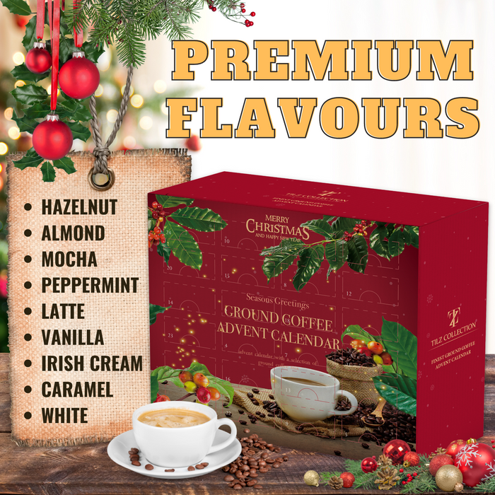 Ground Coffee Advent Calendar - 24 Days of Premium Flavoured Coffee Mix