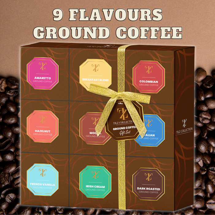 Ground Coffee Gift Set - 9 Gourmet Flavoured Coffee Mix Selection