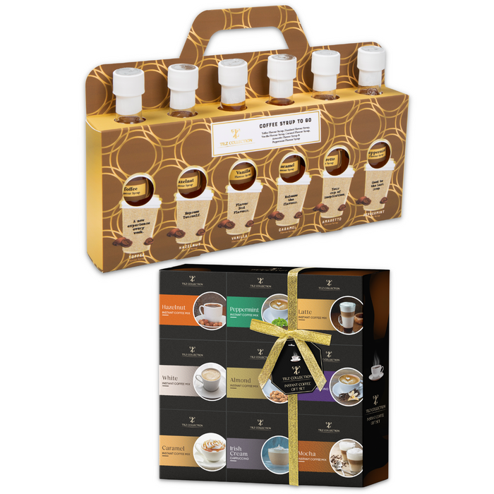 Coffee Gift Set - Flavoured Instant Coffee Mix and Coffee Syrups Set