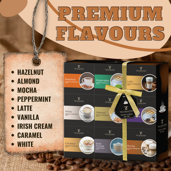 Coffee Gift Set - Flavoured Instant Coffee Mix and Coffee Syrups Set