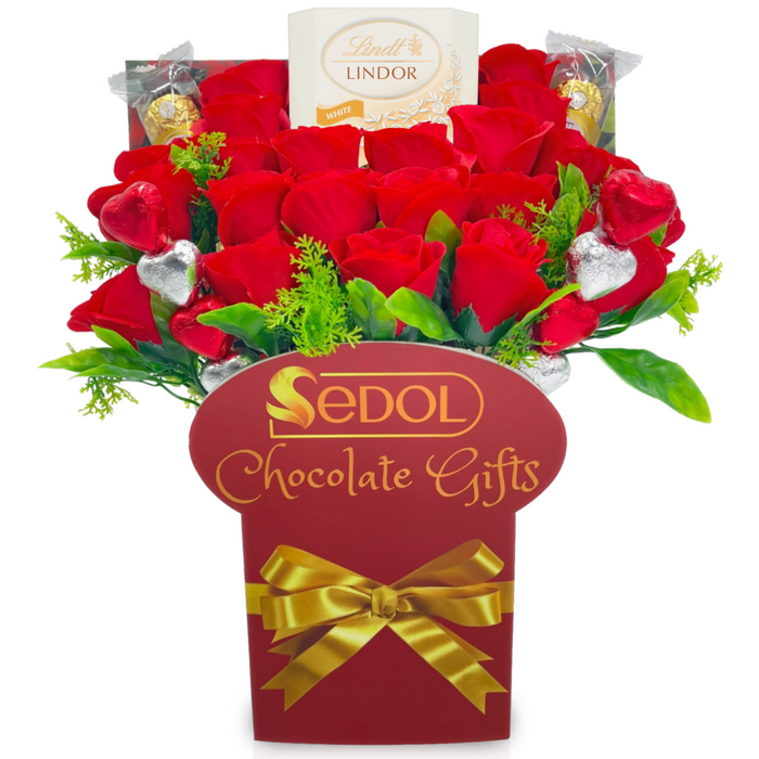 Lindt Lindor Chocolate Bouquet with Red Roses