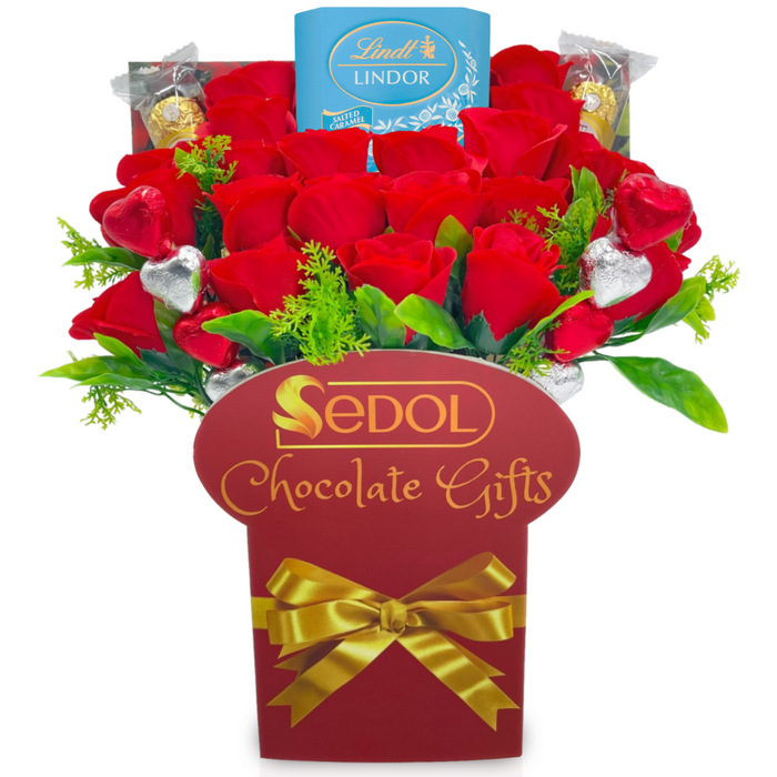 Lindt Lindor Chocolate Bouquet with Red Roses