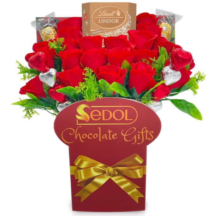 Lindt Lindor Chocolate Bouquet with Red Roses