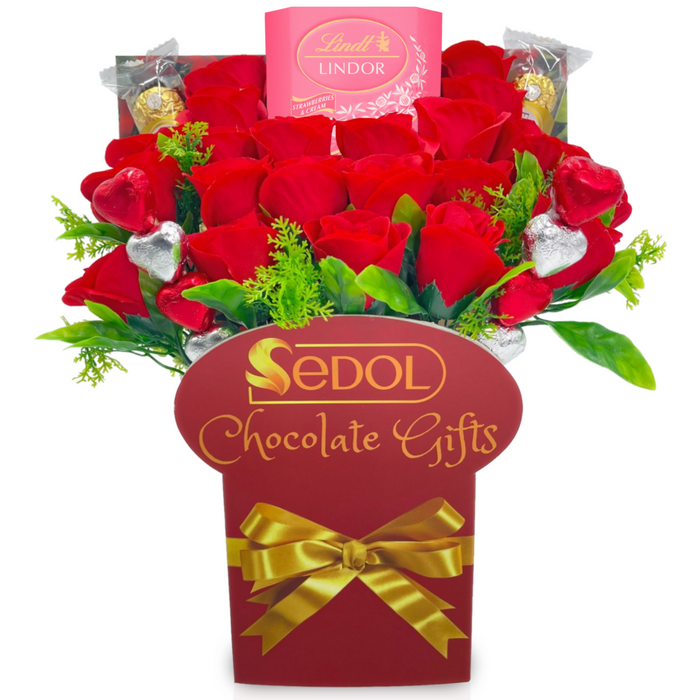 Lindt Lindor Chocolate Bouquet with Red Roses