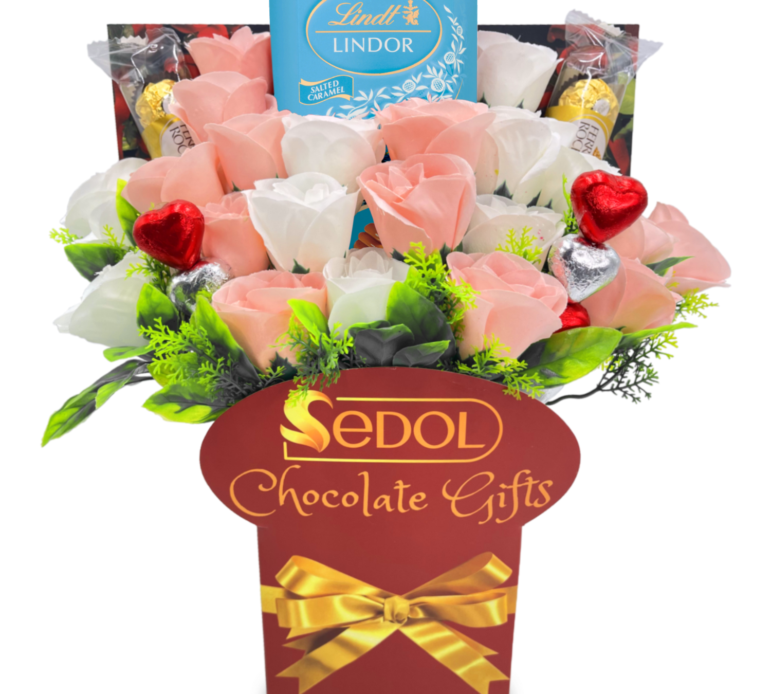 lindt chocolate bouquet white & pink roses - sedol gifts (3)