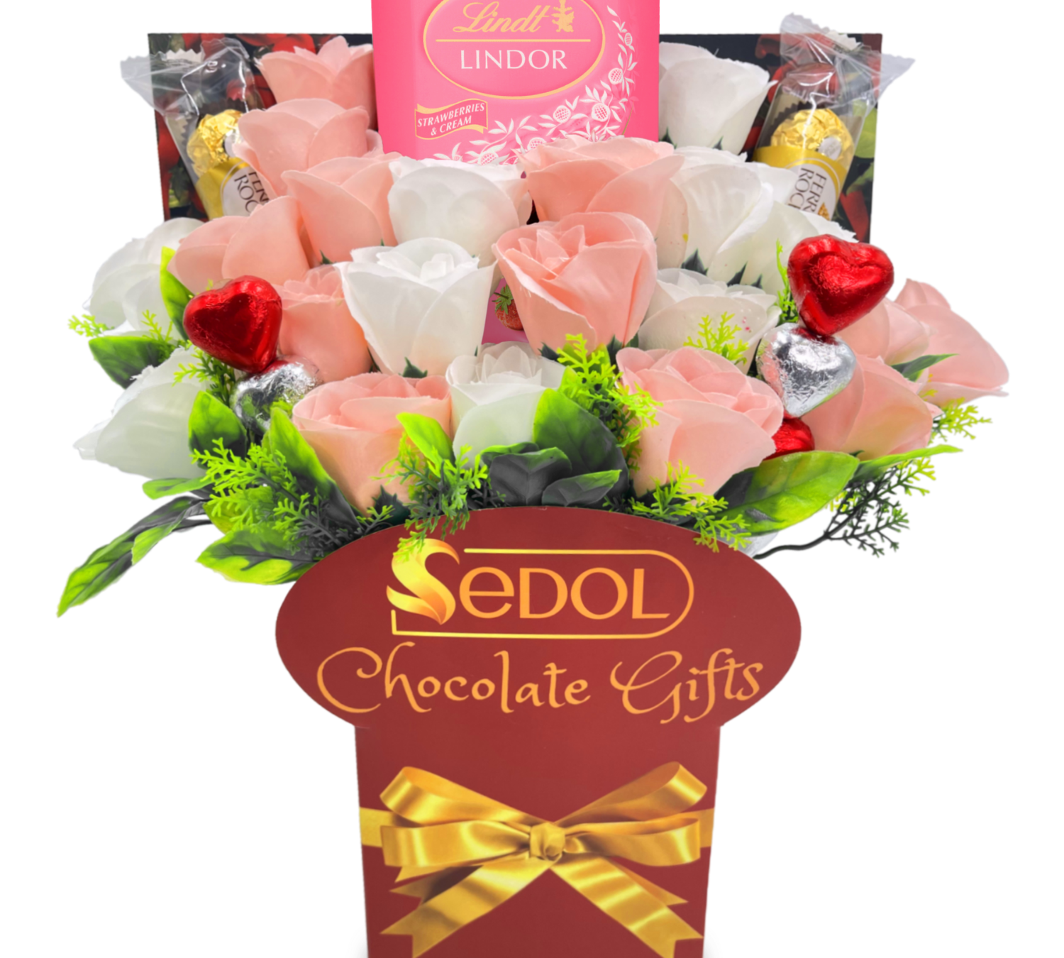 lindt chocolate bouquet white & pink roses - sedol gifts (4)