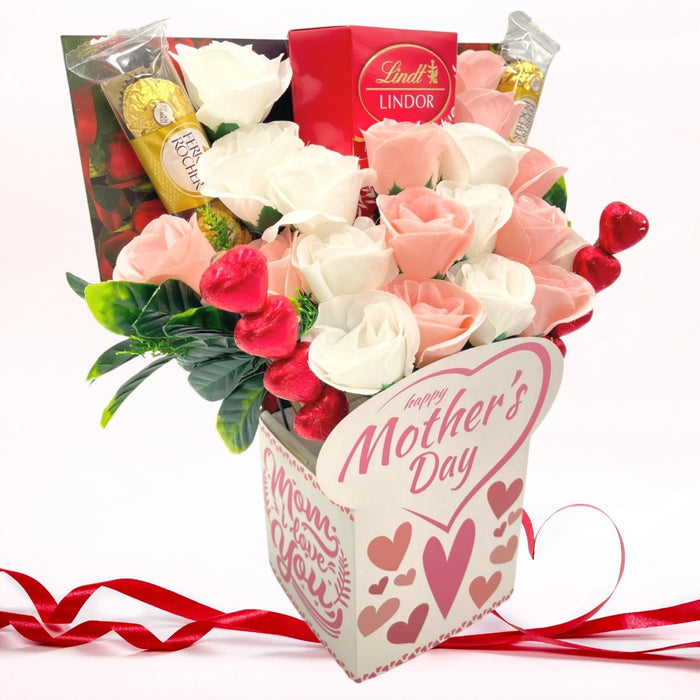 Mothers Day Gifts - Lindt Lindor Chocolate Bouquet Gift with Teddy Bear