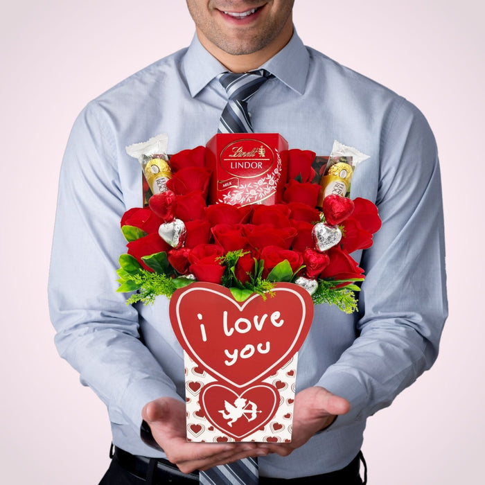 Valentines Gifts for Her - Lindt Lindor Chocolate Bouquet Gift (Lindt Milk)