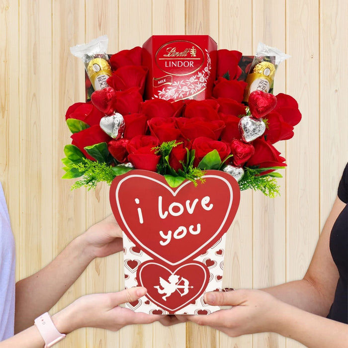 Valentines Gifts for Her - Lindt Lindor Chocolate Bouquet Gift (Lindt Milk)