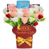 Yankee Candle and Chocolate Bouquet with White & Pink Roses